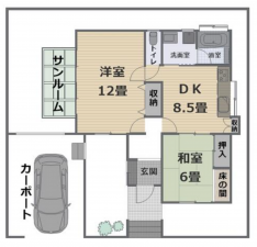 東金市田間、中古一戸建ての間取り画像です