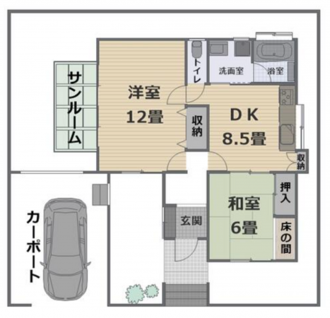 東金市田間、中古一戸建ての間取り画像です