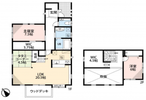 茂原市高師台、中古一戸建ての間取り画像です