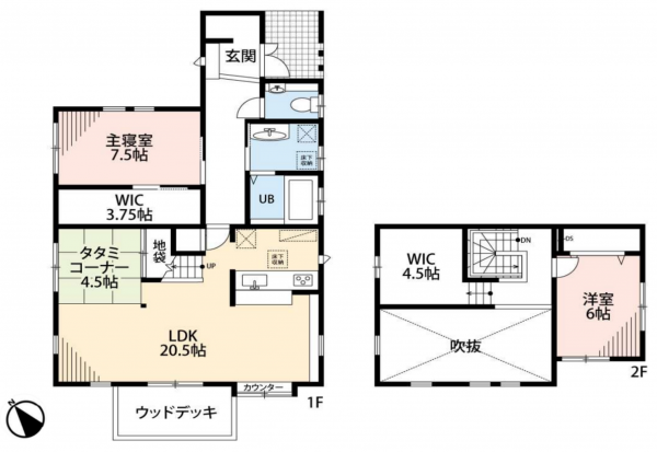茂原市高師台、中古一戸建ての間取り画像です