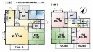 大網白里市みどりが丘、中古一戸建ての間取り画像です