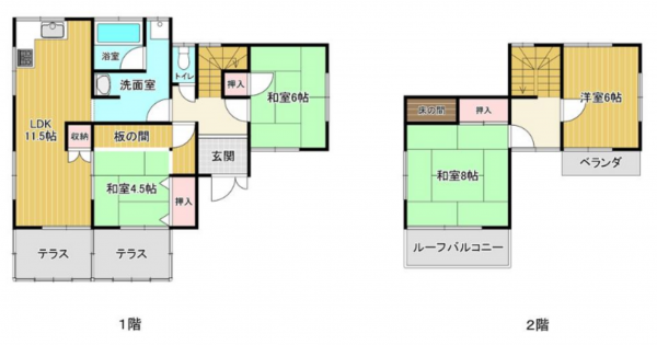 茂原市八幡原、中古一戸建ての間取り画像です