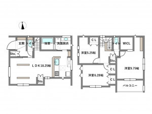 岡崎市若松町、新築一戸建ての間取り画像です