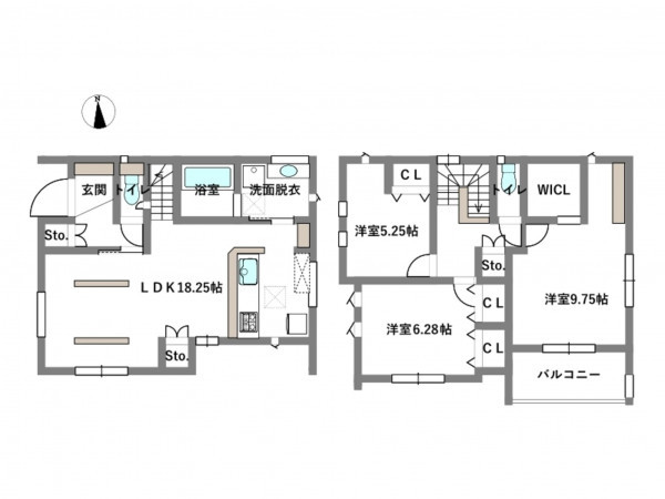 岡崎市若松町、新築一戸建ての間取り画像です