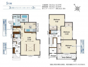 岡崎市福岡町、新築一戸建ての間取り画像です