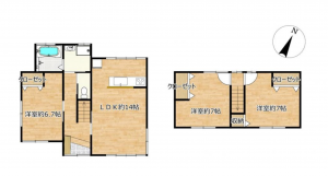 岡崎市竜泉寺町、中古一戸建ての間取り画像です
