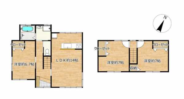 岡崎市竜泉寺町、中古一戸建ての間取り画像です