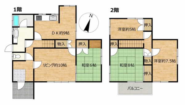 岡崎市本宿町、中古一戸建ての間取り画像です
