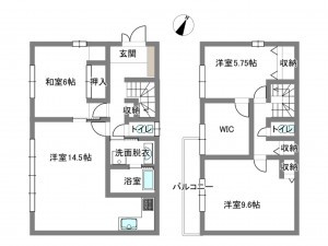 岡崎市藤川台、中古一戸建ての間取り画像です