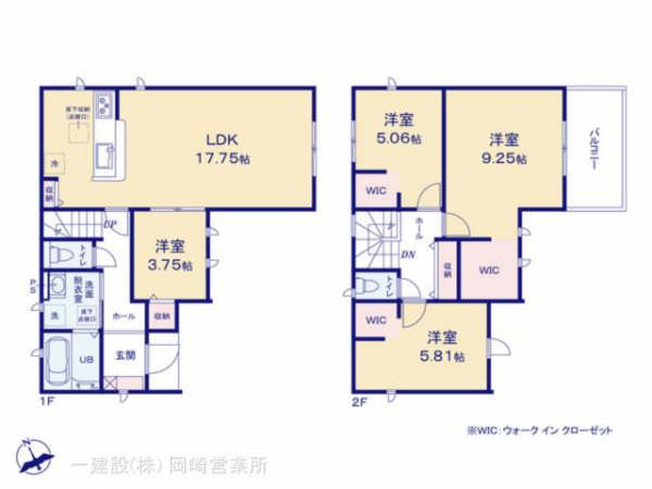 岡崎市下和田町、新築一戸建ての間取り画像です