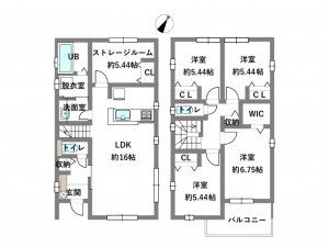 岡崎市上地、中古一戸建ての間取り画像です