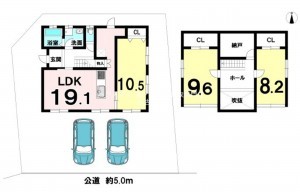 岡崎市元欠町、中古一戸建ての間取り画像です