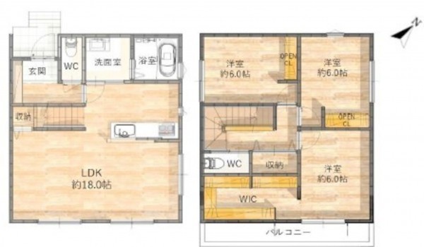 岡崎市若松町、新築一戸建ての間取り画像です
