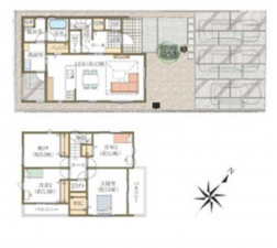 岡崎市中島町、新築一戸建ての間取り画像です