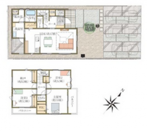 岡崎市中島町、新築一戸建ての間取り画像です
