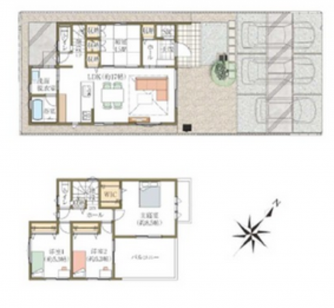 岡崎市中島町、新築一戸建ての間取り画像です