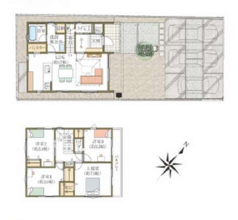 岡崎市中島町、新築一戸建ての間取り画像です
