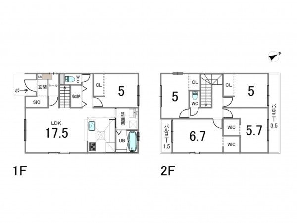 岡崎市六名南、新築一戸建ての間取り画像です