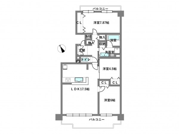 岡崎市柱曙、中古マンションの間取り画像です