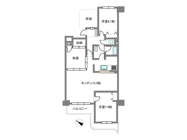 岡崎市大西町、中古マンションの間取り画像です