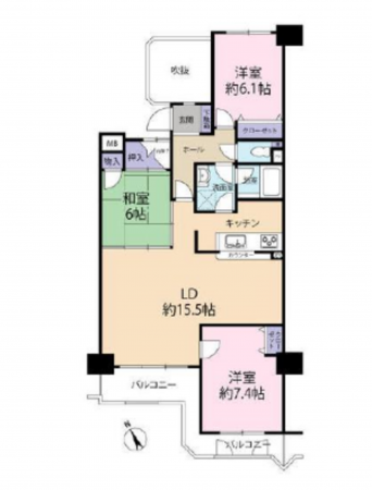 岡崎市大西町、中古マンションの間取り画像です