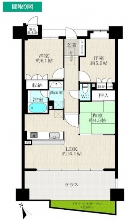 岡崎市大西町、中古マンションの間取り画像です