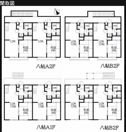 岡崎市八帖北町、収益物件/アパートの間取り画像です