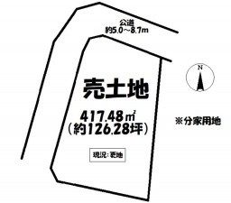 額田郡幸田町、土地の間取り画像です