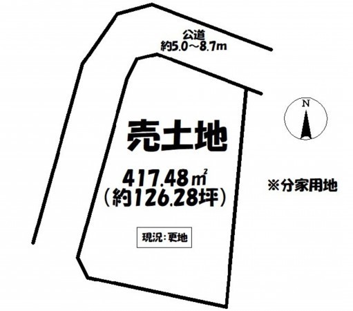 額田郡幸田町、土地の間取り画像です