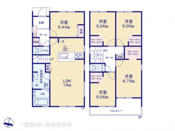 額田郡幸田町、新築一戸建ての間取り画像です