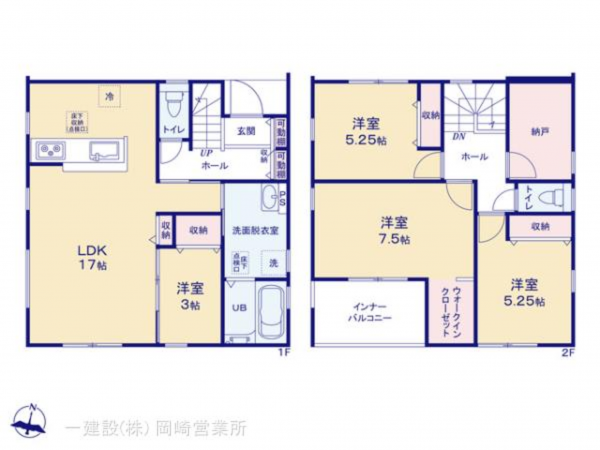 額田郡幸田町、新築一戸建ての間取り画像です
