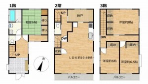 岡崎市柱町、中古一戸建ての間取り画像です
