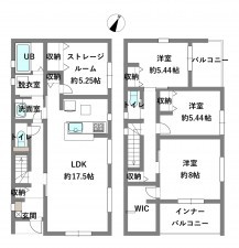 岡崎市上地、新築一戸建ての間取り画像です