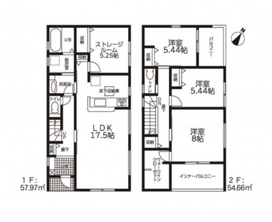 岡崎市上地、新築一戸建ての間取り画像です