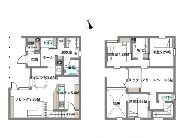 岡崎市庄司田、新築一戸建ての間取り画像です