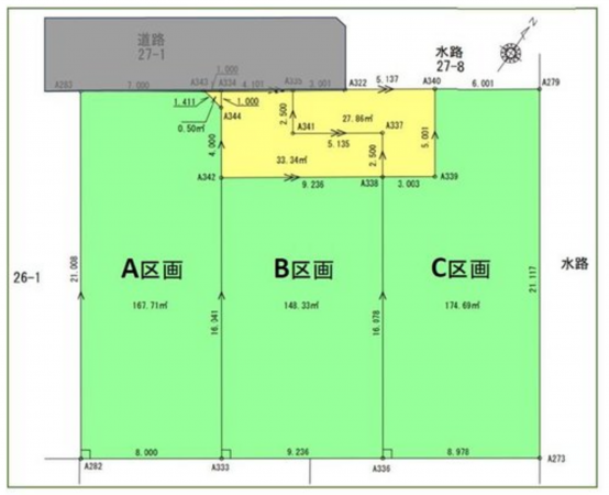 岡崎市中島町、土地の間取り画像です