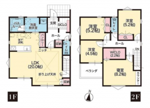 岡崎市羽根町、新築一戸建ての間取り画像です