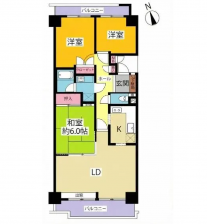 岡崎市柱曙、中古マンションの間取り画像です