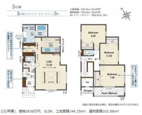 岡崎市福岡町、新築一戸建ての間取り画像です