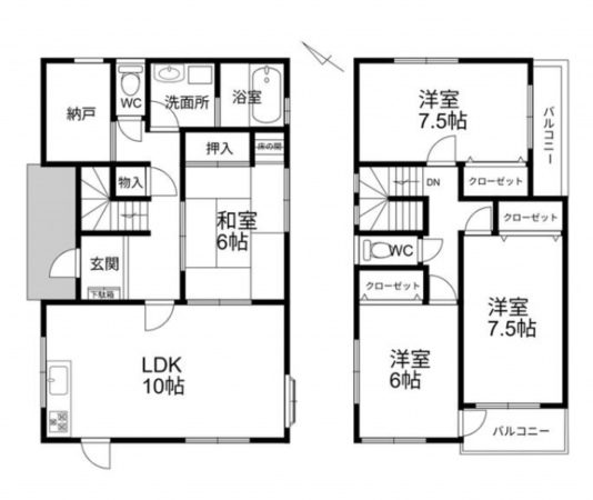 岡崎市中島町、中古一戸建ての間取り画像です