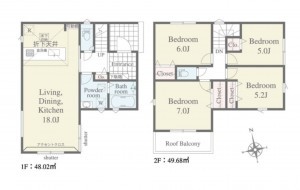 岡崎市中島町、新築一戸建ての間取り画像です