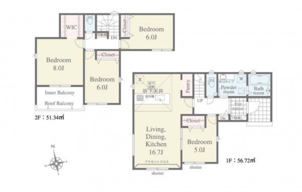 岡崎市中島町、新築一戸建ての間取り画像です