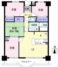 岡崎市美合町、中古マンションの間取り画像です