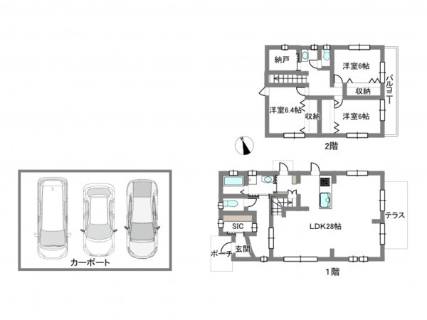 岡崎市竜泉寺町、中古一戸建ての間取り画像です