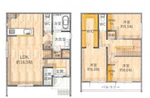 岡崎市美合町、新築一戸建ての間取り画像です
