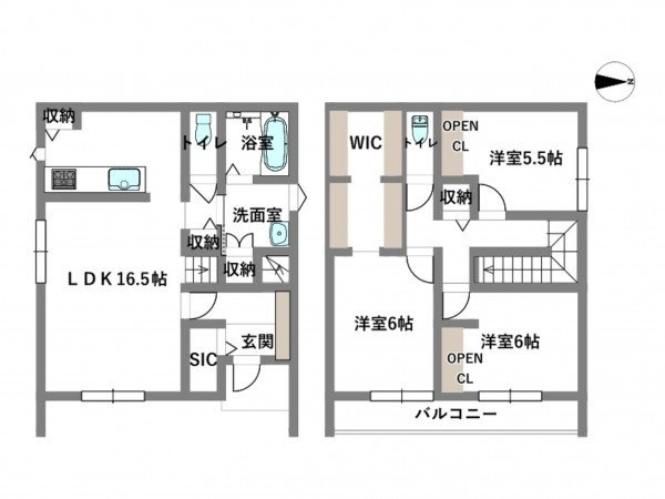 岡崎市美合町、新築一戸建ての間取り画像です