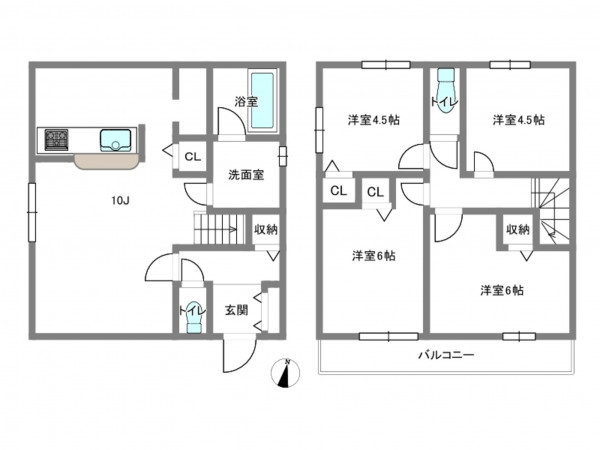 岡崎市上地町、新築一戸建ての間取り画像です