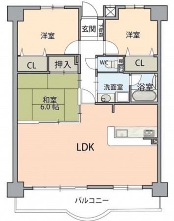 岡崎市美合町、中古マンションの間取り画像です