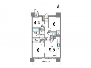 岡崎市欠町、中古マンションの間取り画像です