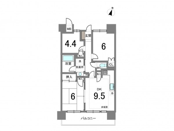 岡崎市欠町、中古マンションの間取り画像です
